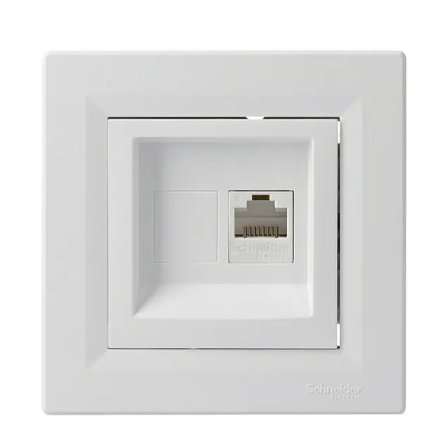 Розетка компьютерная одинарная RJ45 кат.6 UTP белая Asfora, EPH4700121