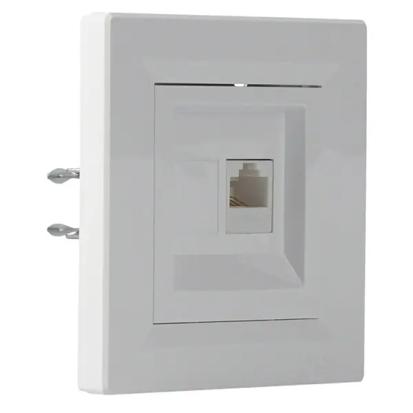 Розетка компьютерная одинарная RJ45 кат.6 UTP белая Asfora, EPH4700121 - фото №1
