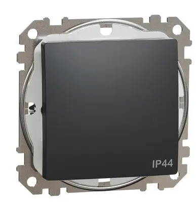 Одноклавішний перемикач Schneider Electric Sedna Design & Elements з кришкою IP44 чорний SDD214106