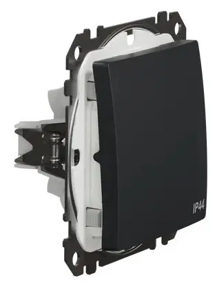 Одноклавішний перемикач Schneider Electric Sedna Design & Elements з кришкою IP44 чорний SDD214106 - фото №1