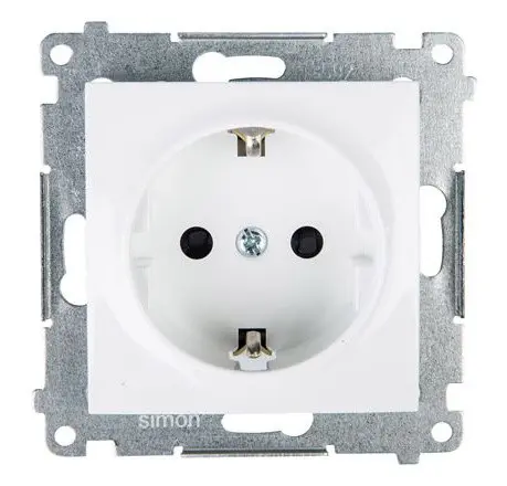 Одинарна електрична розетка Kontakt Simon Simon 54 Premium DGSZ1Z.01/11 із заземленням Schuko зі шторками (білий)