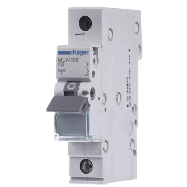 Автоматичний вимикач Hager MCN106 6кА C 6A 1P