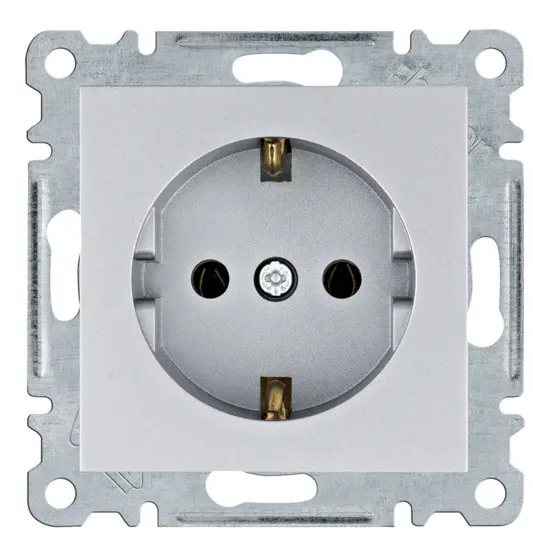 Розетка Hager WL1052 Lumina 16А/230В із з/к (срібляста)
