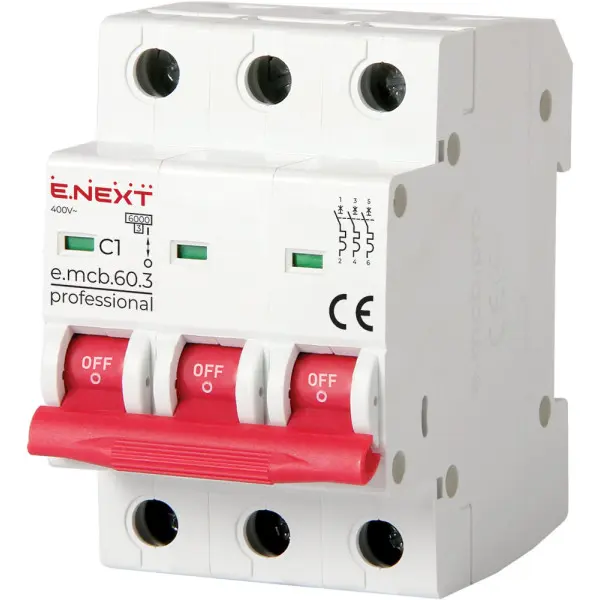 Модульный автоматический выключатель E.Next e.mcb.pro.60.3.C 3р 1А C (p042024) Модульный автоматический выключатель E.Next e.mcb.pro.60.3.C 3р 1А C (p042024)