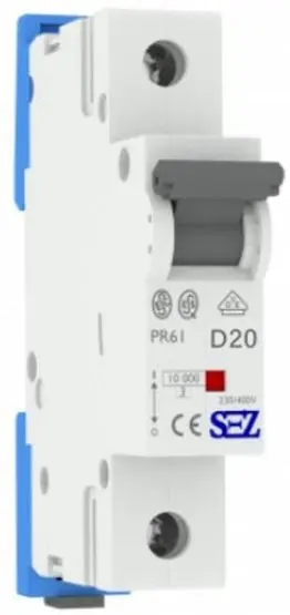 Однополюсный автомат SEZ 61 D 20А (PR61D20А) Однополюсный автомат SEZ 61 D 20А (PR61D20А)