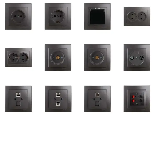 Розетка Nilson Touran антрацит компьютерная 2-на CAT5e RJ45 ( 24161046 ) - фото №1