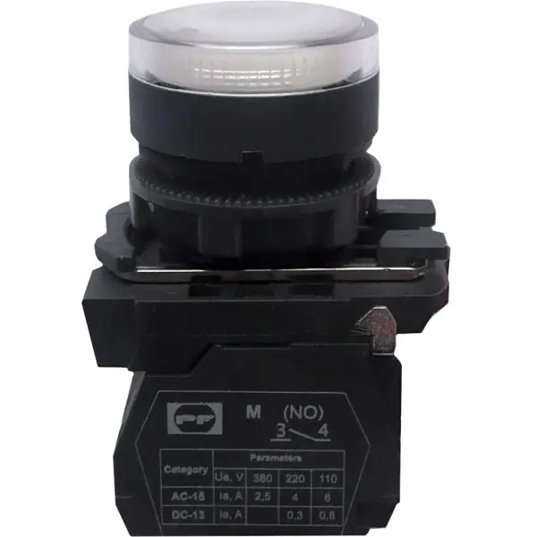 Кнопка Promfactor FP5-AW3161230 1NO белая (FP5-AW3161230)