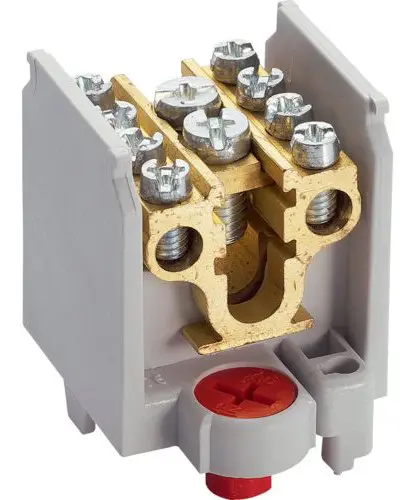 Клема Hager K65 1-полюсна 4 відводи перетину до 16/25мм² розмір 40x44x440мм Клема Hager K65 1-полюсна 4 відводи перетину до 16/25мм² розмір 40x44x440мм