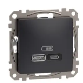 Розетка USB Schneider Electric Sedna Design & Elements A+C 3A 45Вт черная SDD114404 Розетка USB Schneider Electric Sedna Design & Elements A+C 3A 45Вт черная SDD114404