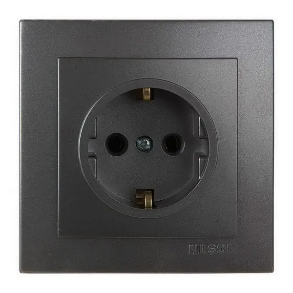 Розетка Nilson Touran антрацит 1-на з заземленням ( 24161017 )