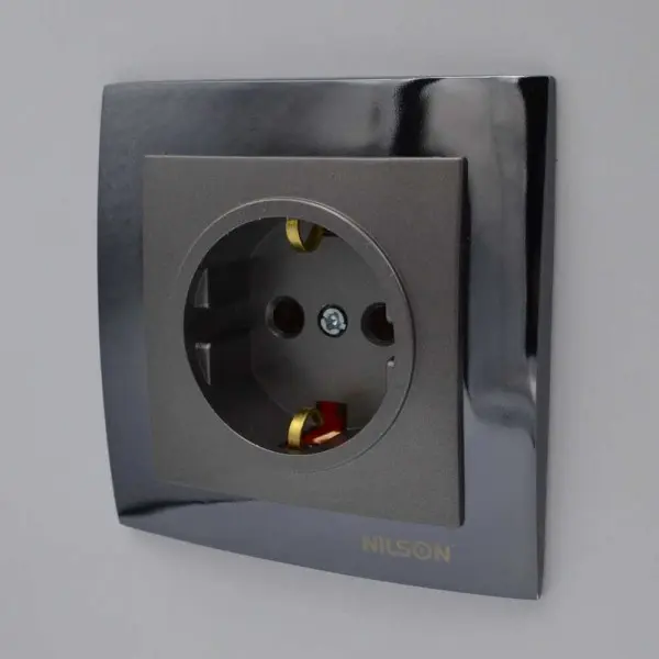 Розетка Nilson Touran антрацит 1-на з заземленням ( 24161017 ) - фото №4