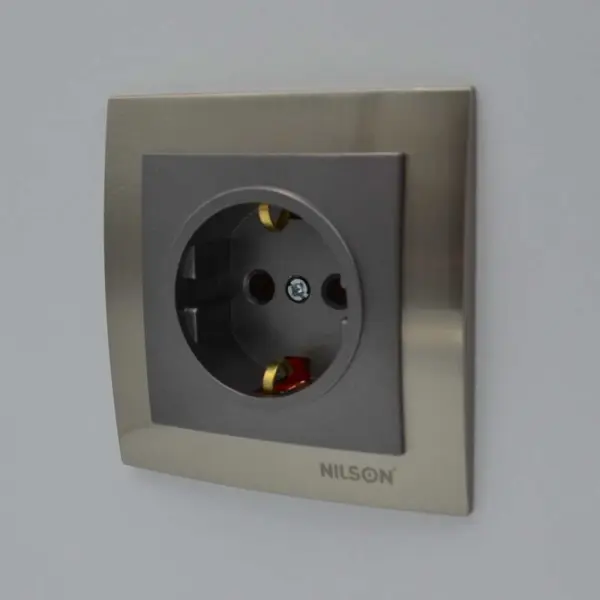 Розетка Nilson Touran антрацит 1-на з заземленням ( 24161017 ) - фото №5
