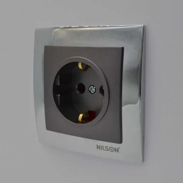 Розетка Nilson Touran антрацит 1-на з заземленням ( 24161017 ) - фото №6