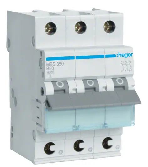Автоматичний вимикач Hager MBS350 QC 6кА B 50A 3P
