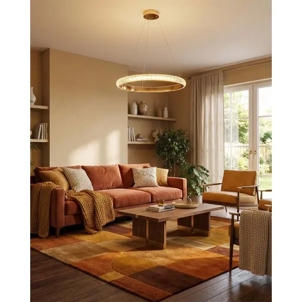 Подвесной светильник, люстра Goldlux 338358 Celestia LED 1x48W 4000K 5600Lm IP20 золотой - фото №1