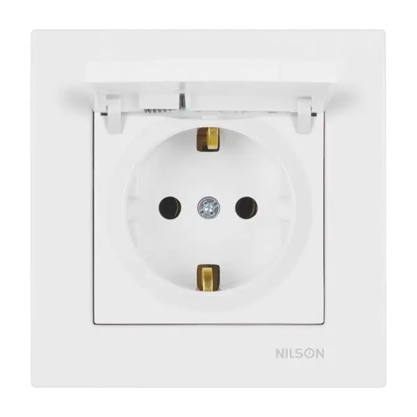 Розетка Nilson Moda біла 1-на з заземленням з кришкою ( 21111018 )