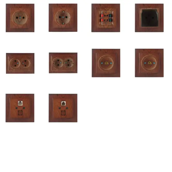 Розетка Nilson Touran горіх 1-на з заземленням з кришкою ( 24271018 ) - фото №2