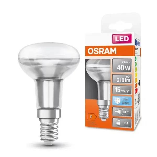Світлодіодна лампа Osram LED R50 40 2,6Вт/840 GL E14 6х1 - фото №2