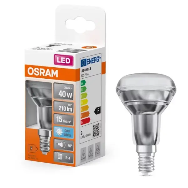 Світлодіодна лампа Osram LED R50 40 2,6Вт/840 GL E14 6х1 - фото №3