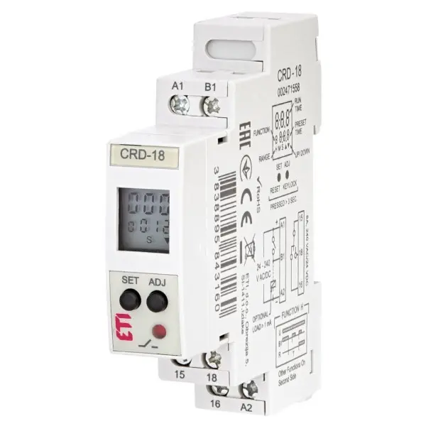 Многофункциональное цифровое реле времени Eti CRD-18 24-240В AC/DC 1x8A AC1 (2471558) Многофункциональное цифровое реле времени Eti CRD-18 24-240В AC/DC 1x8A AC1 (2471558)