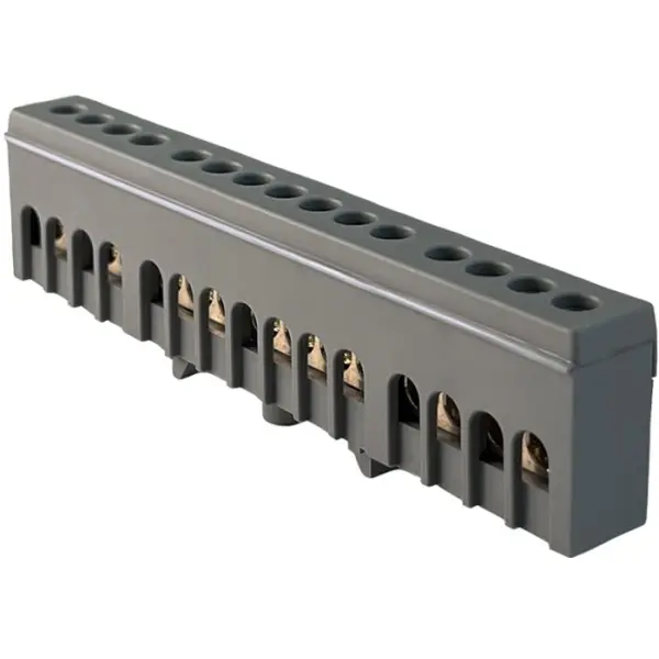 Фазная шина Promfactor FMD815GR на 15 отверстий 6x9мм² Фазная шина Promfactor FMD815GR на 15 отверстий 6x9мм²