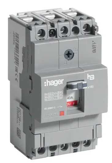 Автоматичний вимикач Hager x160, In=40А, 3п, 18kA