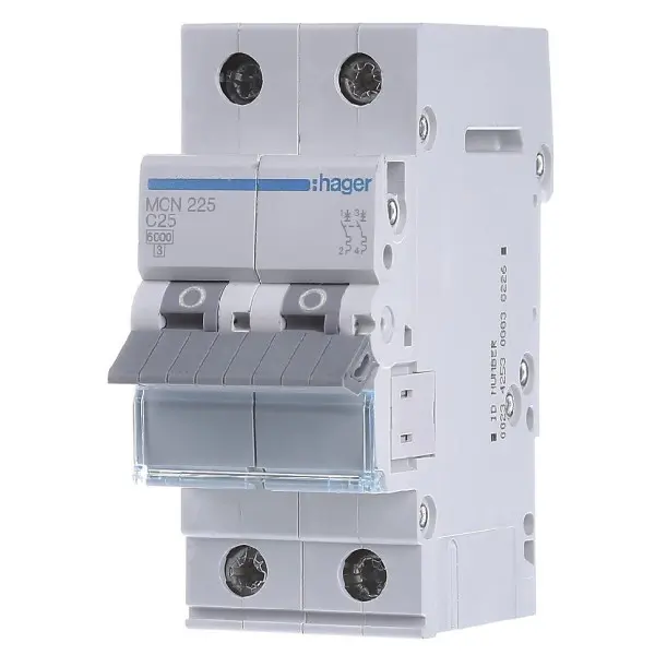 Автоматичний вимикач Hager MCN225 6кА C 25A 2P