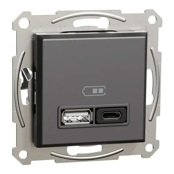USB розетка Schneider Electric Asfora EPH2700471 USB/Type-C 3А 45Вт антрацит USB розетка Schneider Electric Asfora EPH2700471 USB/Type-C 3А 45Вт антрацит