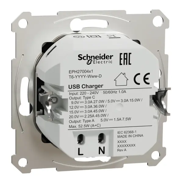 USB розетка Schneider Electric Asfora EPH2700471 USB/Type-C 3А 45Вт антрацит - фото №2 USB розетка Schneider Electric Asfora EPH2700471 USB/Type-C 3А 45Вт антрацит - фото №2