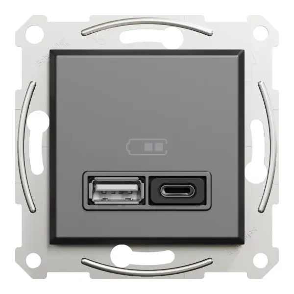USB розетка Schneider Electric Asfora EPH2700471 USB/Type-C 3А 45Вт антрацит - фото №3 USB розетка Schneider Electric Asfora EPH2700471 USB/Type-C 3А 45Вт антрацит - фото №3