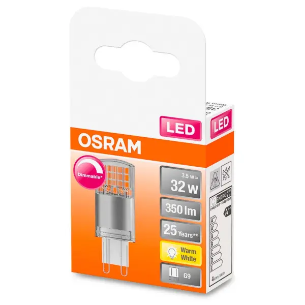 Диммируемая лампа Osram LED PIN32 DIM CL 3,5W/827 230V G9 (4058075431874) - фото №1