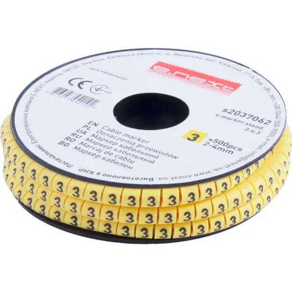 Кабельный маркер E.Next e.marker.stand.2.4.3 2-4 кв.мм 3 500шт (s2037062)