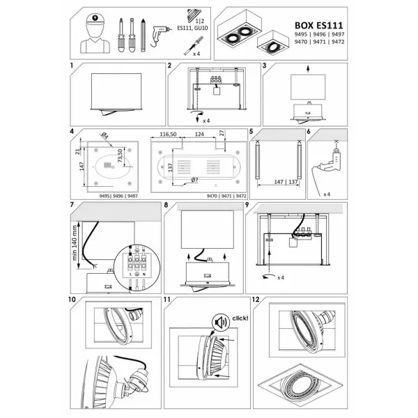 Точечный светильник Nowodvorski 9495 Box GU10, ES111 1x15W IP20 Черный - фото №2
