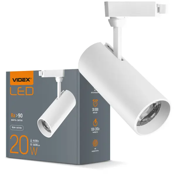 Трековый LED светильник Videx 20Вт 4100K (VL-TR04-204W) белый - фото №4