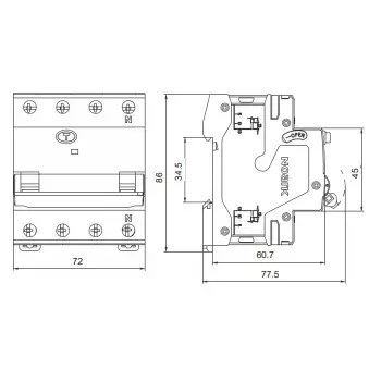 Дифавтомат NOARK Ex9NL-N 3P+N C40 EU 6кА C 40А 30мА AC (111518) - фото №1