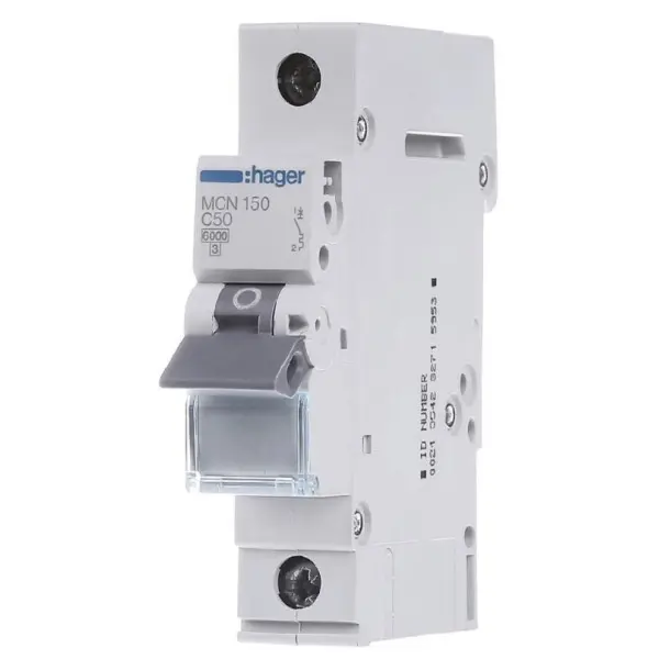 Автоматичний вимикач Hager MCN150 6кА C 50A 1P