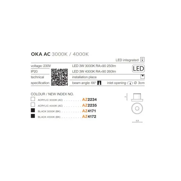 Точечный светильник Azzardo AZ2235 Oka(SHAC-3W4000) - фото №4