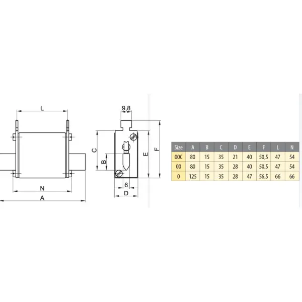 Предохранитель ETI 004331201 M00UQU-N/6A/690V gR (50kA) - фото №3