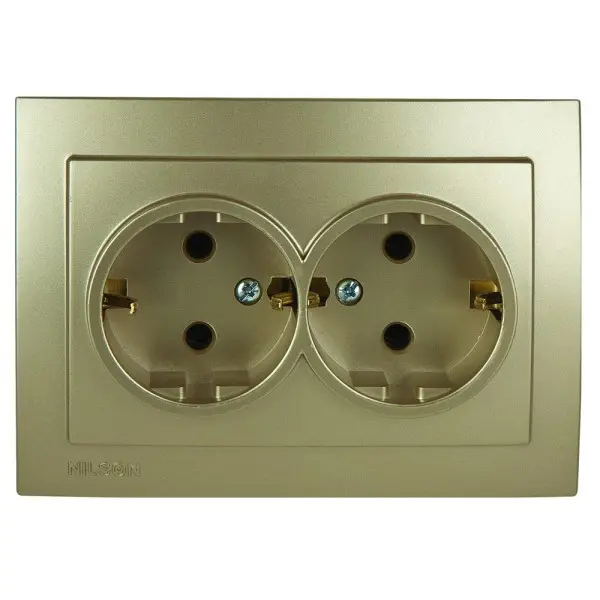 Розетка Nilson Touran золото 2-на з заземленням ( 24151025 )