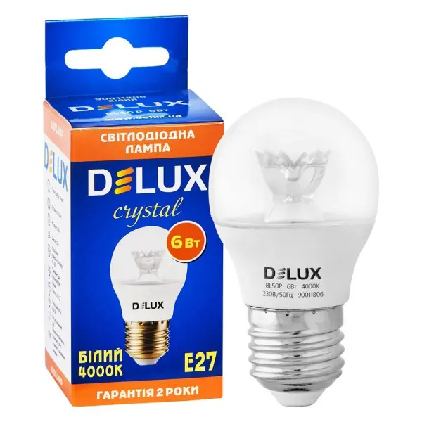 Светодиодная лампа DELUX BL50P 6Вт 4000K 220В E27 crystal - фото №1