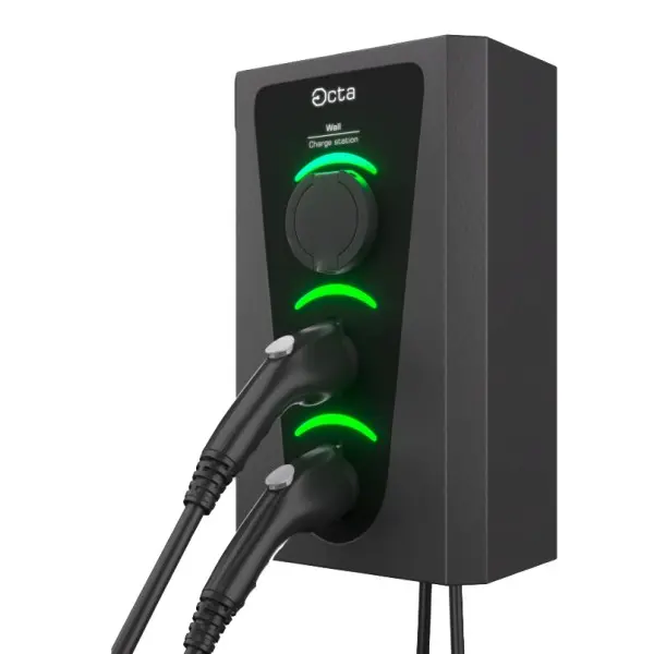 Однофазна зарядна станція для електромобілів Octa Energy W322-C1-C1-C1 Wall на 22кВт із 3 портами (Type 1 Type 1 Type 1) - фото №1