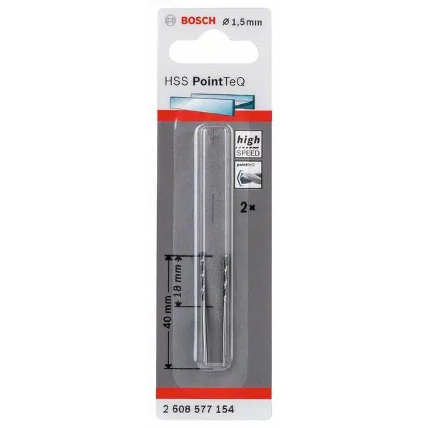Свердла Bosch 2608577154 PointTeQ HSS 1,5мм (2шт) - фото №1