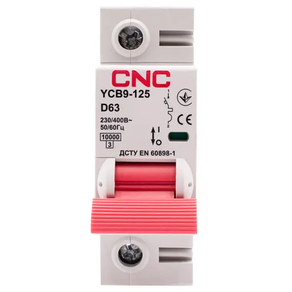 Автоматический выключатель CNC YCB9-125 1Р 63А 10kA D