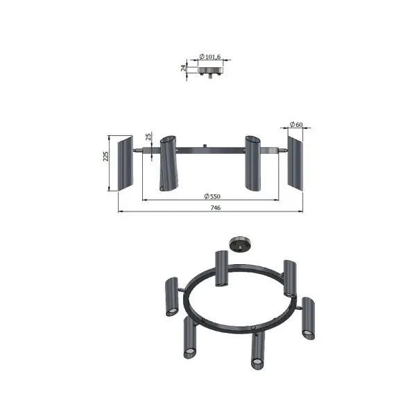 Люстра Pikart 32648-5 GU10 6x60W IP20 Чорна - фото №1