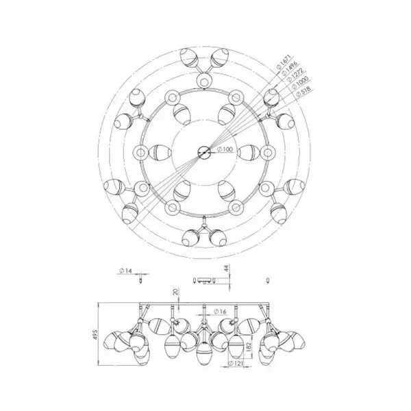 Люстра Pikart 37779-2 Burgeon E14 27x60W IP20 бирюзовая - фото №2