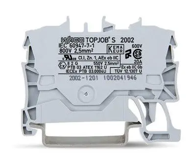 Двухконтактная клемма Wago 2000-1201 Topjob S 1,0мм² (серая) - фото №1