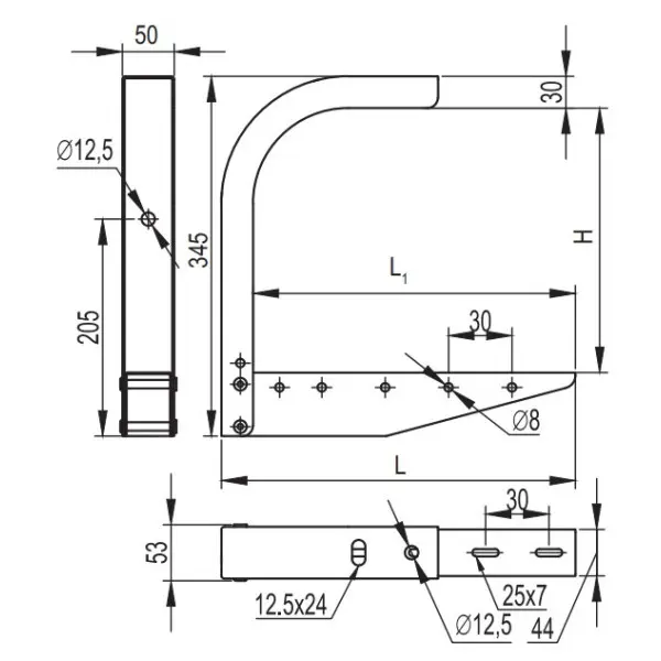 Скоба DKC BBA2040 CS на лоток с основанием В 400 - фото №1
