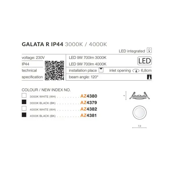Точковий світильник AZzardo AZ4381 Galata R 4000k Bk - фото №2 Точковий світильник AZzardo AZ4381 Galata R 4000k Bk - фото №2