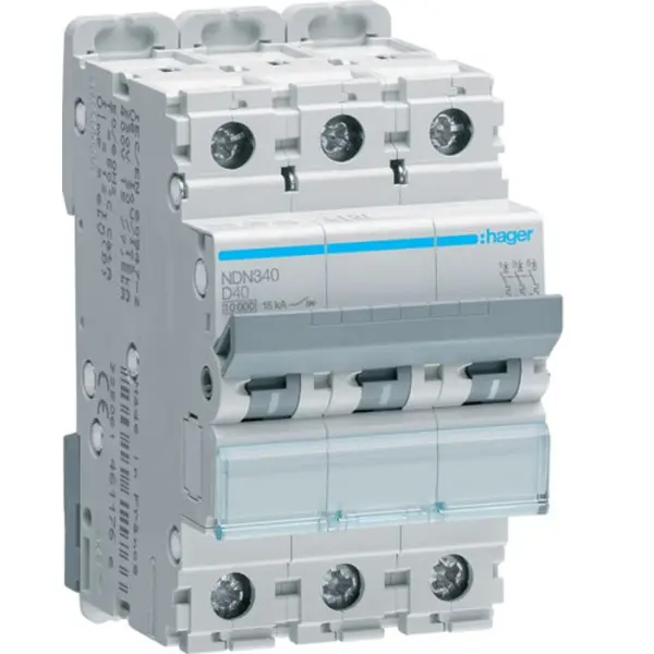 Автомат захисту мережі NDN340 (3p, D, 40А) Hager