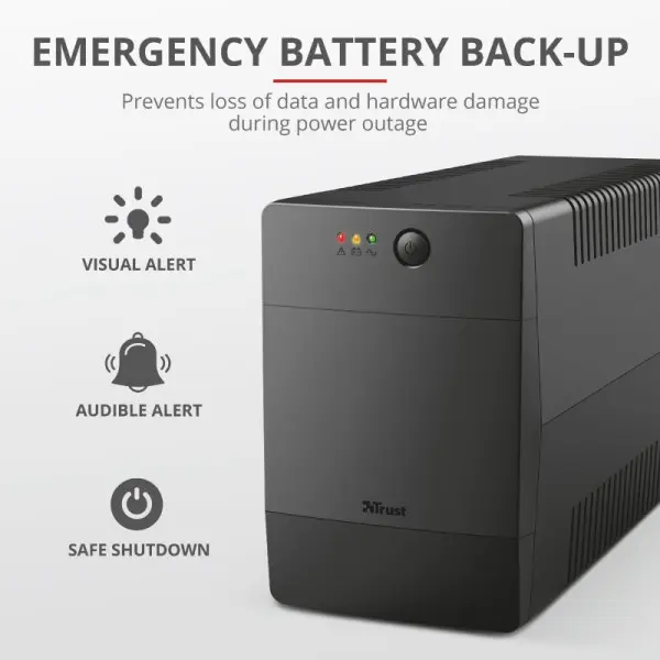 Бесперебойник Trust 23505_TRUST Paxxon 1500VA UPS with 4 standard wall power outlets BLACK (черный) - фото №6